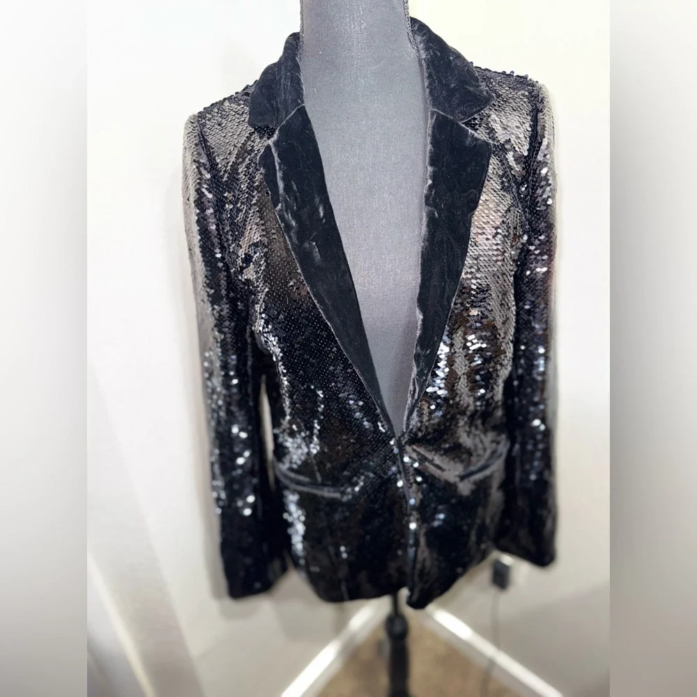 Cami NYC The Lennon‎ Sequin Blazer in Black-Size Large